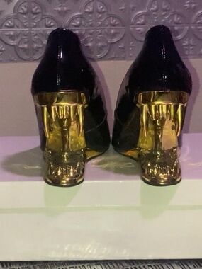 Black and Gold Fang Heels With Box